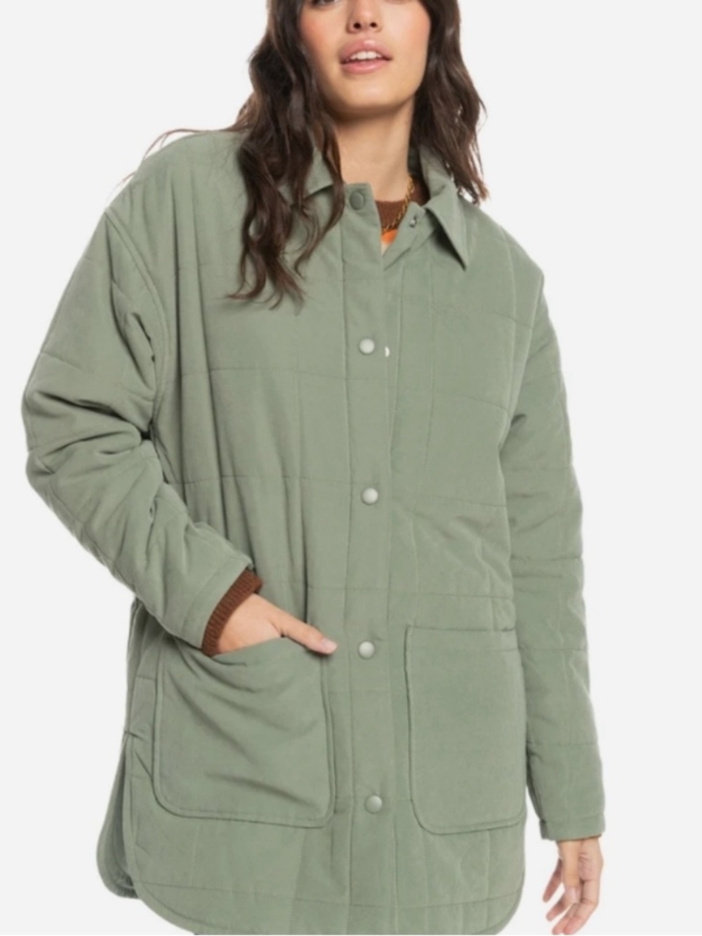 Roxy Next Up Quilted Jacket Agave Green Size Medium